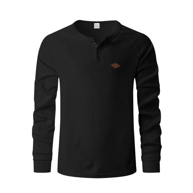 Waffle Buckle Quick-drying Raglan Henry Long Sleeve - Tiff's Treasures