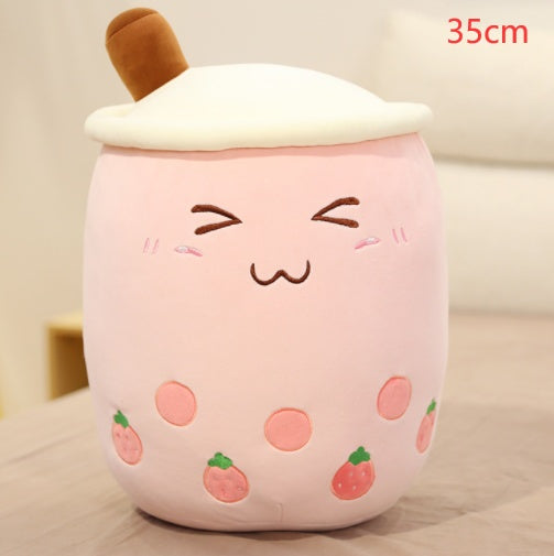 Cute Fruit Drink Plush Stuffed Soft Strawberry Milk Tea Plush Boba Tea Cup Toy Bubble Tea Pillow Cushion Kids Gift - Tiff's Treasures