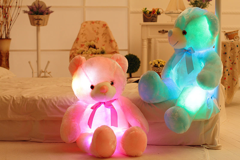 Creative Light Up LED Teddy Bear Stuffed Animals Plush Toy Colorful Glowing Christmas Gift For Kids Pillow - Tiff's Treasures