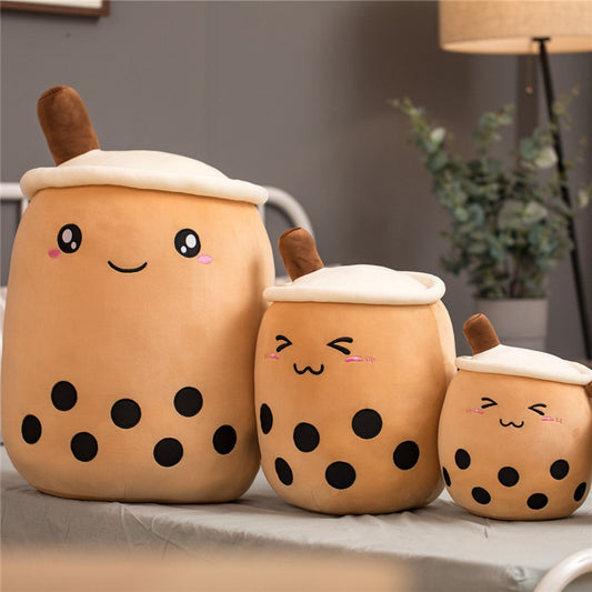 Cute Fruit Drink Plush Stuffed Soft Strawberry Milk Tea Plush Boba Tea Cup Toy Bubble Tea Pillow Cushion Kids Gift - Tiff's Treasures