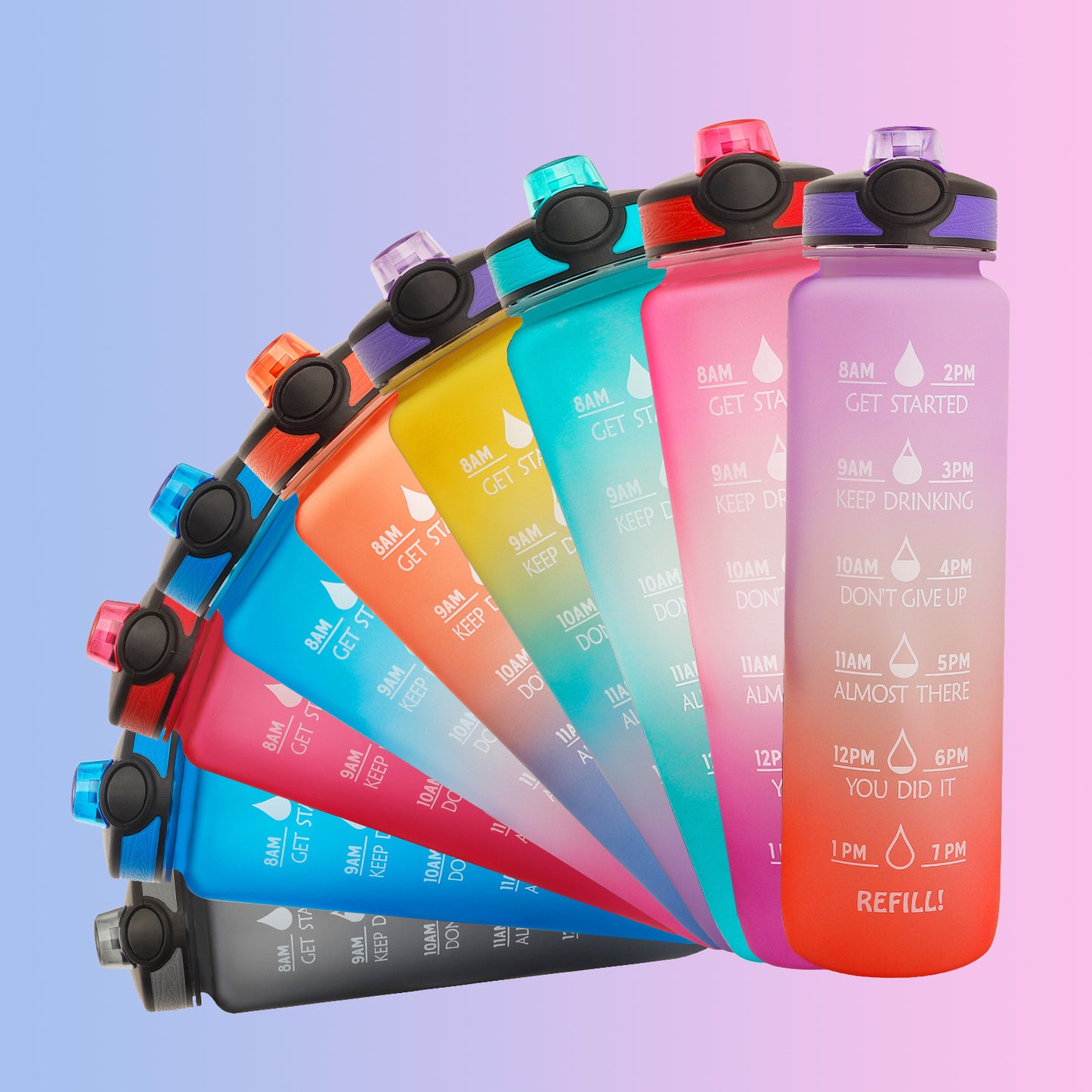 1L Tritan Water Bottle With Time Marker Bounce Cover Motivational Water Bottle Cycling Leakproof Cup For Sports Fitness Bottles - Tiff's Treasures