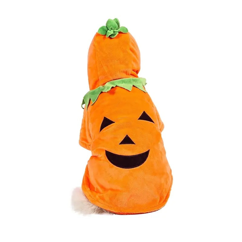 Dog Hoodie Cute Funny Halloween Style Pumpkin Cosplay Costume Warm Puppy Fleece Clothes - Tiff's Treasures