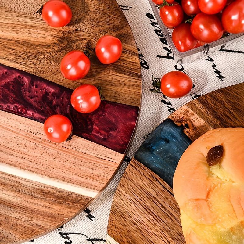 Acrylic Wood Resin Round Cutting Board Food Safe Kitchen Tray Suitable For Steak Snacks Fruits Ideal For Home And Restaurant - Tiff's Treasures