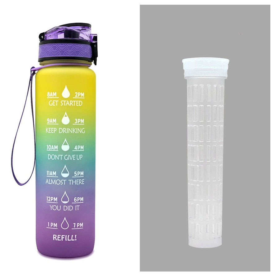1L Tritan Water Bottle With Time Marker Bounce Cover Motivational Water Bottle Cycling Leakproof Cup For Sports Fitness Bottles - Tiff's Treasures