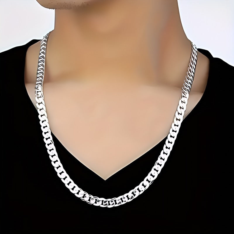 Plated Men's Flat Chain Necklace - Stylish Durable Elegant Gift For Him - Tiff's Treasures
