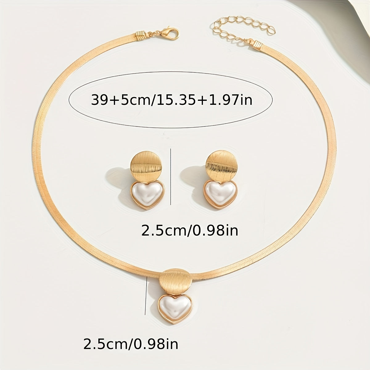 Fashionable, Elegant And Versatile Collarbone Brushed Geometric Heart Acrylic Pearl French Retro Snake Skin Chain Sets - Tiff's Treasures