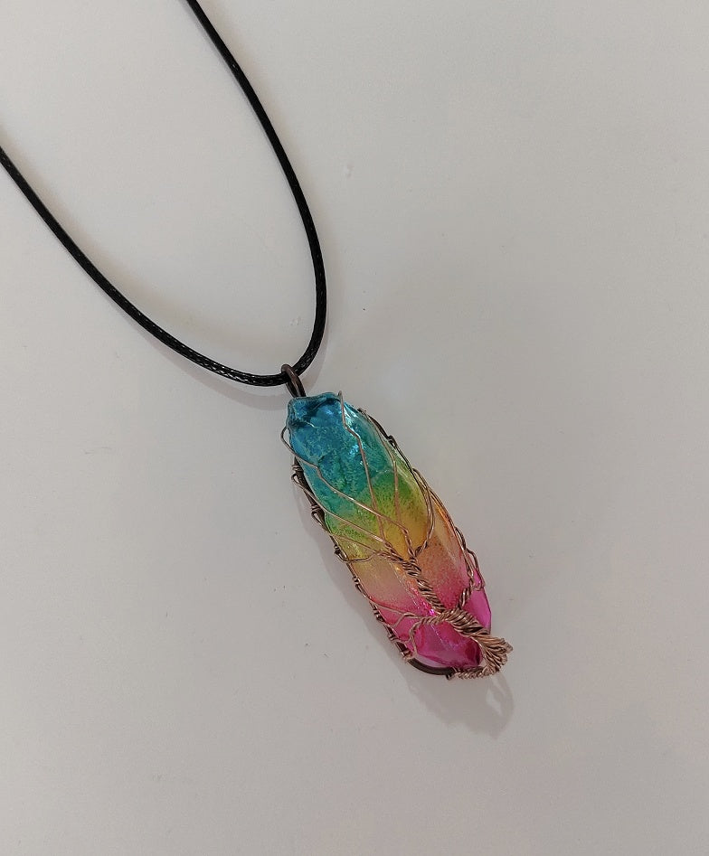 Crystal Pillar Tree of Life Pendant Necklace - Tiff's Treasures