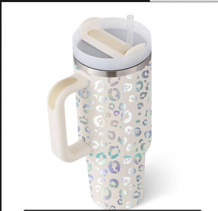 40 Oz Tumbler With Handle Straw Insulated, Stainless Steel Spill Proof Vacuum Coffee Cup Tumbler With Lid Tapered Mug Gifts For Valentine Lover Suitable For Car Gym Office Travel - Tiff's Treasures