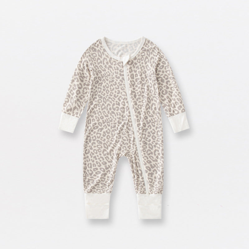 Bamboo Fiber Baby Jumpsuits Spring And Autumn Long Sleeve Double Zipper Baby Pajamas Romper - Tiff's Treasures