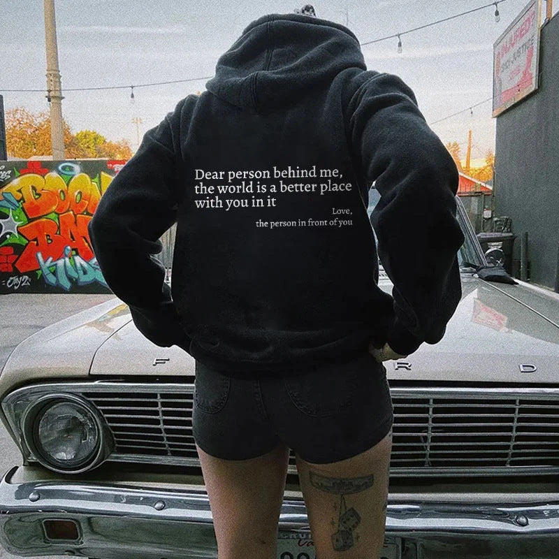 Unisex Plush Hoodie – Dear Person Behind Me - Tiff's Treasures