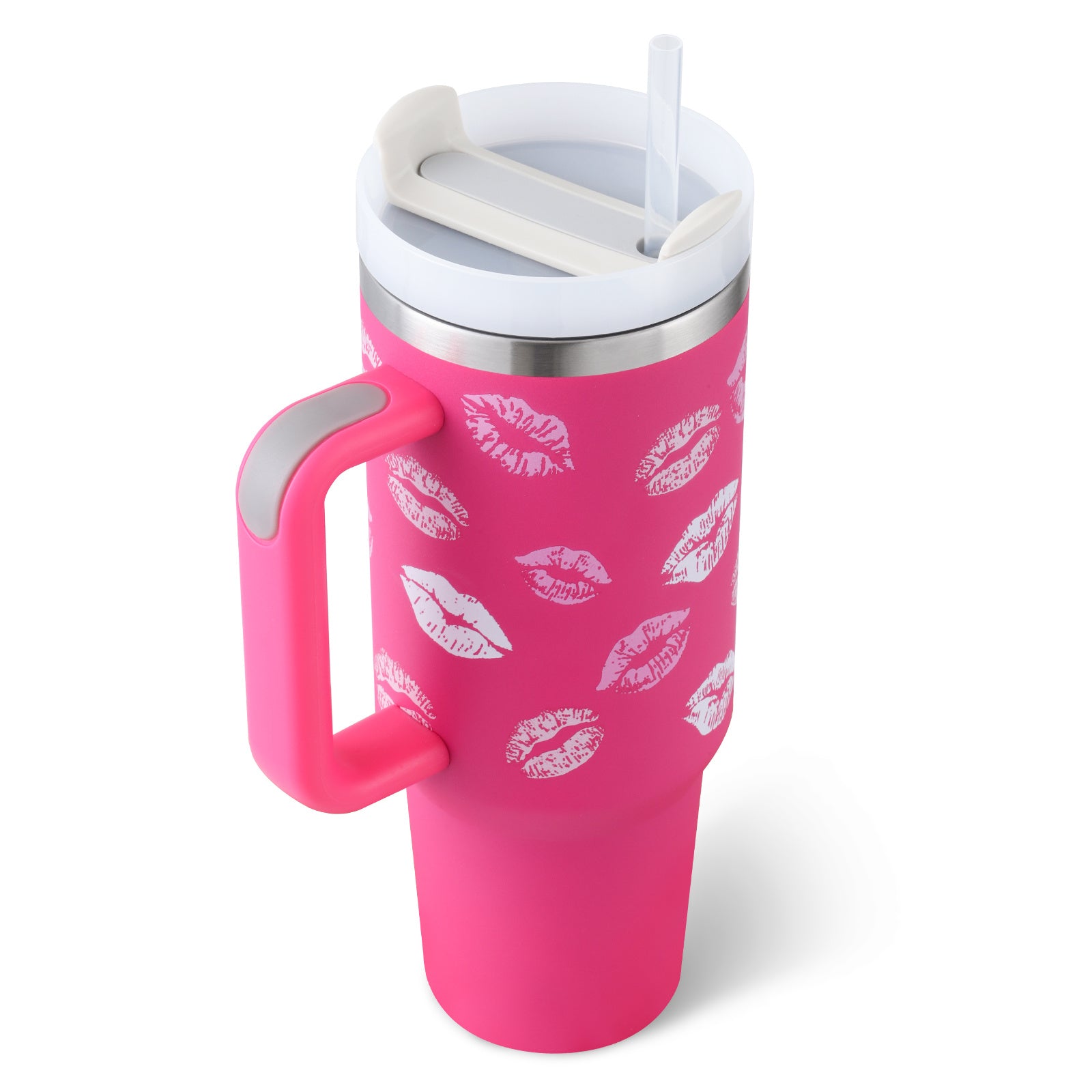 40 Oz Tumbler With Handle Straw Insulated, Stainless Steel Spill Proof Vacuum Coffee Cup Tumbler With Lid Tapered Mug Gifts For Valentine Lover Suitable For Car Gym Office Travel - Tiff's Treasures