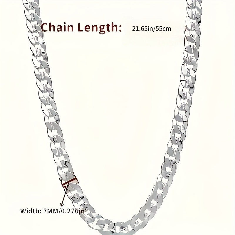 Plated Men's Flat Chain Necklace - Stylish Durable Elegant Gift For Him - Tiff's Treasures