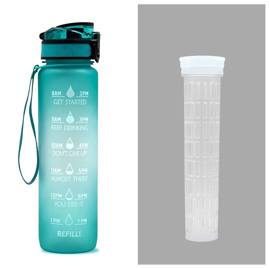 1L Tritan Water Bottle With Time Marker Bounce Cover Motivational Water Bottle Cycling Leakproof Cup For Sports Fitness Bottles - Tiff's Treasures