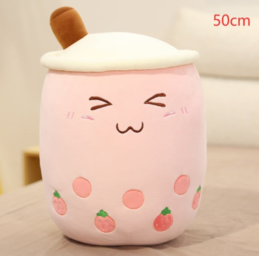 Cute Fruit Drink Plush Stuffed Soft Strawberry Milk Tea Plush Boba Tea Cup Toy Bubble Tea Pillow Cushion Kids Gift - Tiff's Treasures