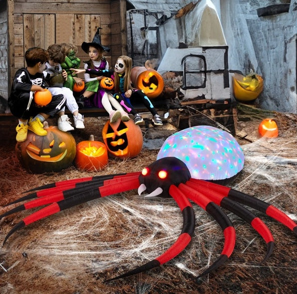 Inflatables Crawling Spider 11.8 FT Halloween Outdoor Decorations With Rotating LED Lights - Tiff's Treasures