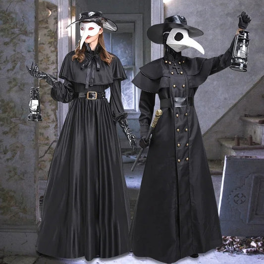 Halloween Medieval Steam Punk Plague Doctor Costume Beak Crow Long Mouth Mask - Tiff's Treasures