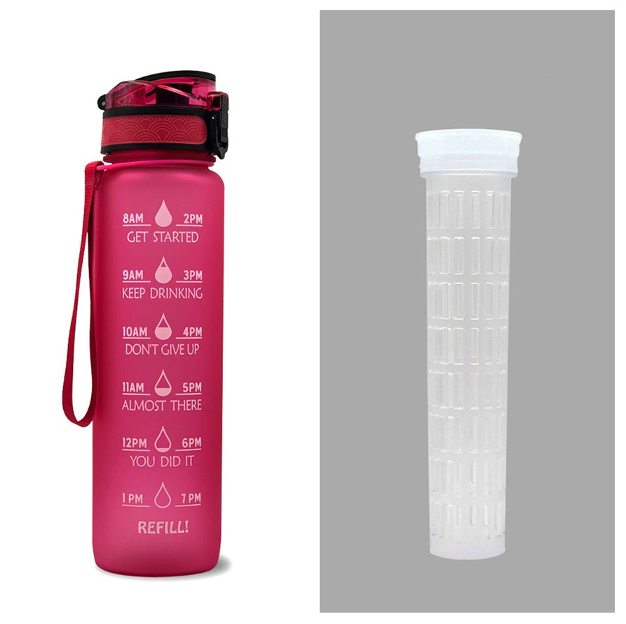 1L Tritan Water Bottle With Time Marker Bounce Cover Motivational Water Bottle Cycling Leakproof Cup For Sports Fitness Bottles - Tiff's Treasures
