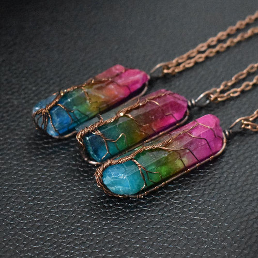 Crystal Pillar Tree of Life Pendant Necklace - Tiff's Treasures
