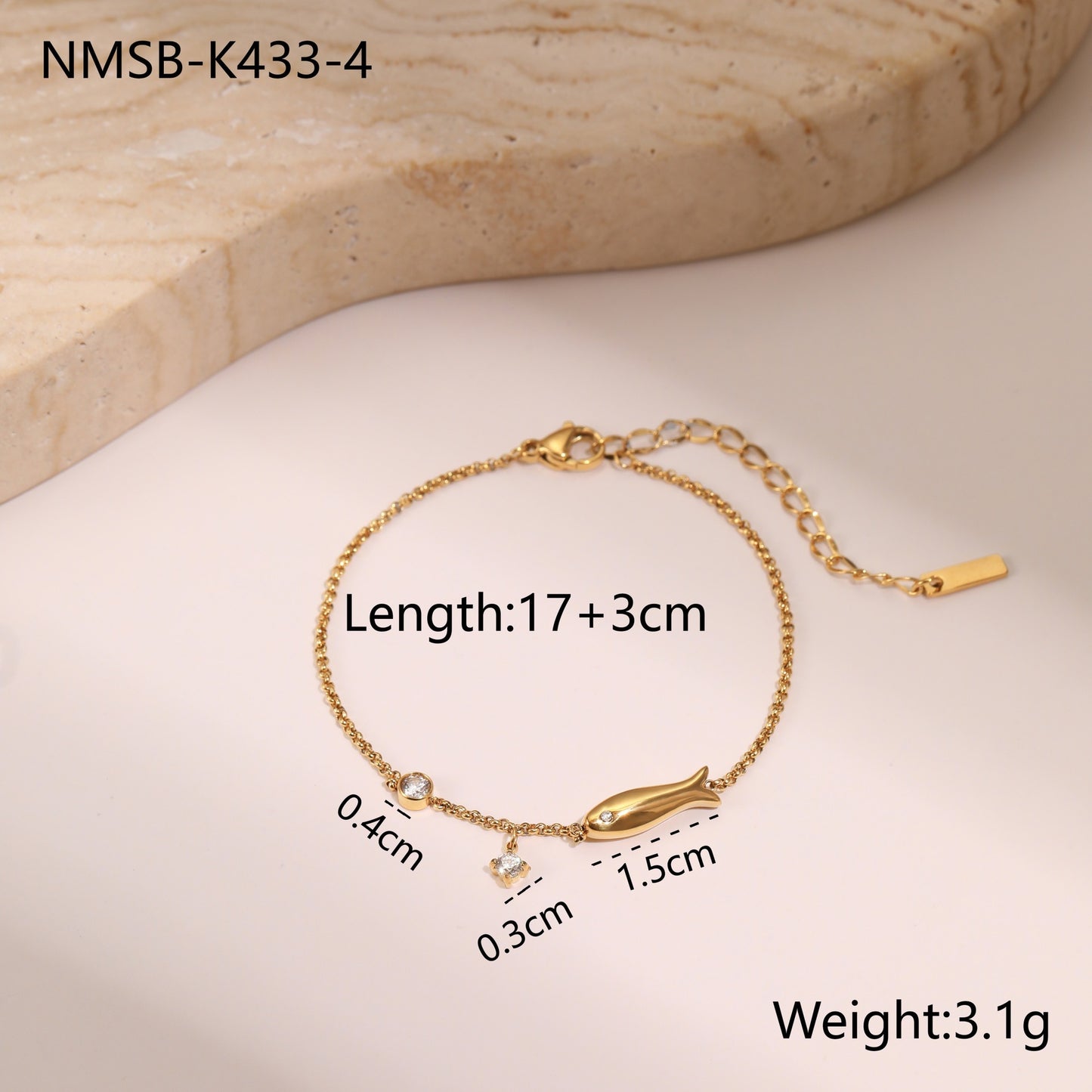 Titanium Steel Star Zircon Bracelet (18K Gold Plate) - Tiff's Treasures