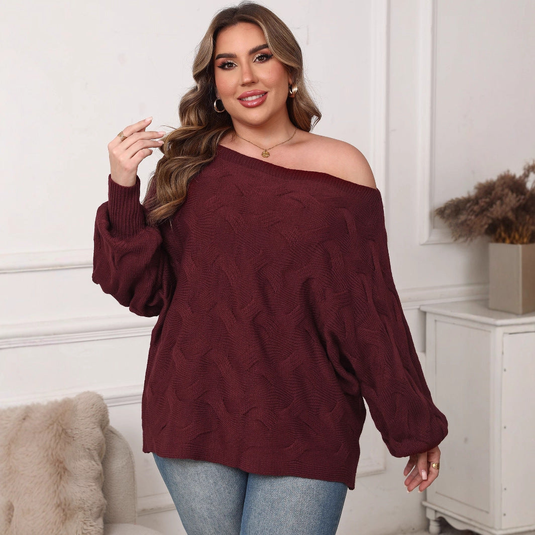 Plus Size Women's Sexy Off-shoulder Batwing Sleeve Loose Pullover - Tiff's Treasures
