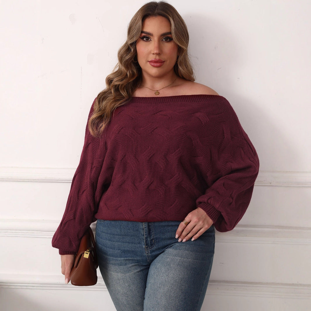 Plus Size Women's Sexy Off-shoulder Batwing Sleeve Loose Pullover - Tiff's Treasures