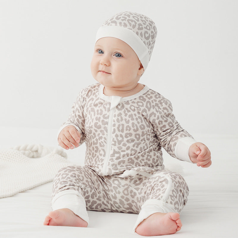 Bamboo Fiber Baby Jumpsuits Spring And Autumn Long Sleeve Double Zipper Baby Pajamas Romper - Tiff's Treasures