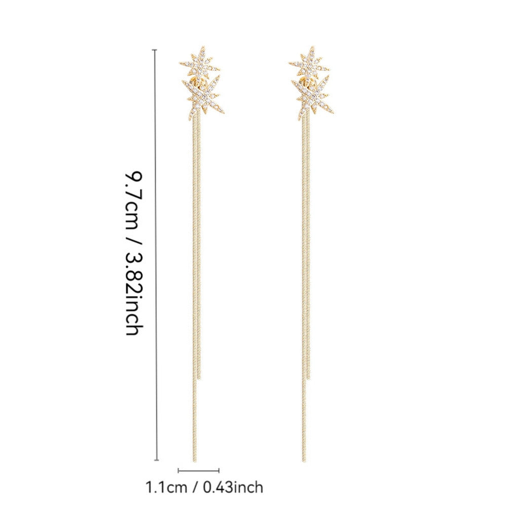 Women's Korean Style Long Tassel Drop Earrings Elegant Lightweight Statement Gold Plated Fashion Jewelry Wholesale - Tiff's Treasures