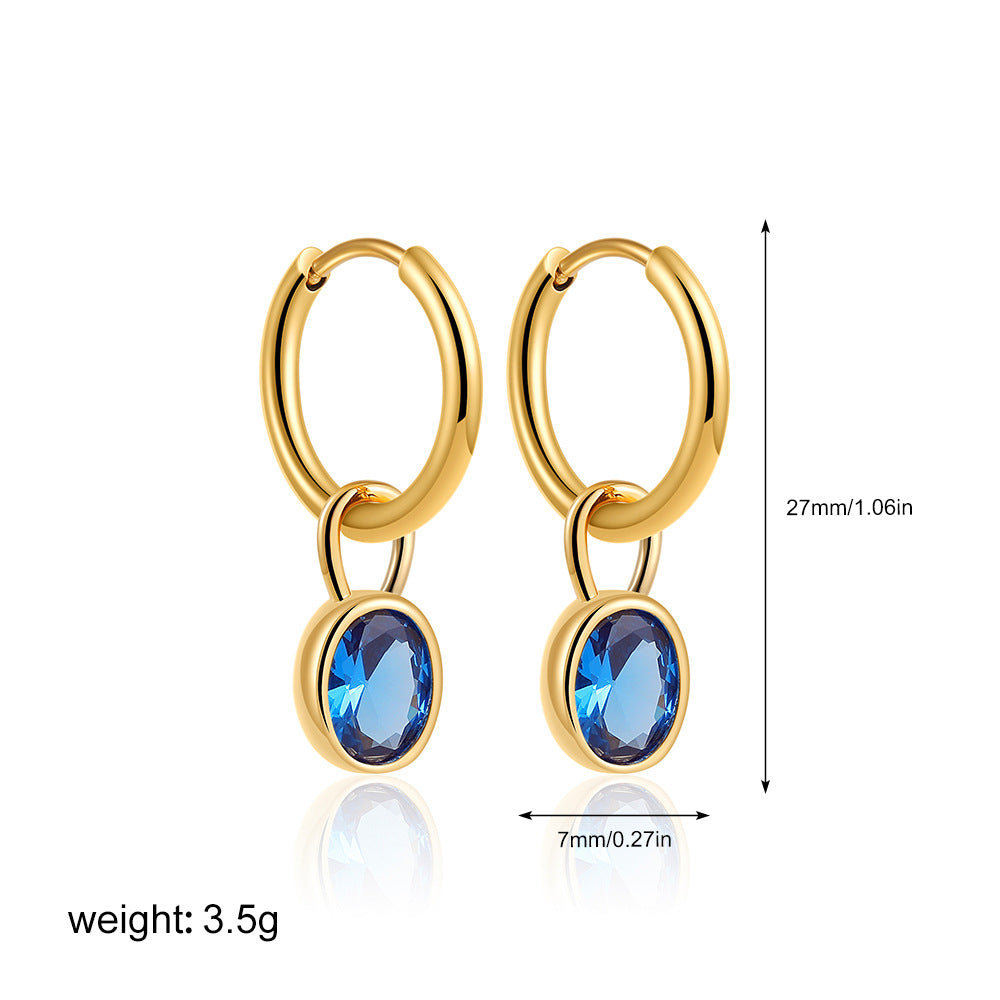 Women's Retro Simple Oval Zircon Earrings - Tiff's Treasures