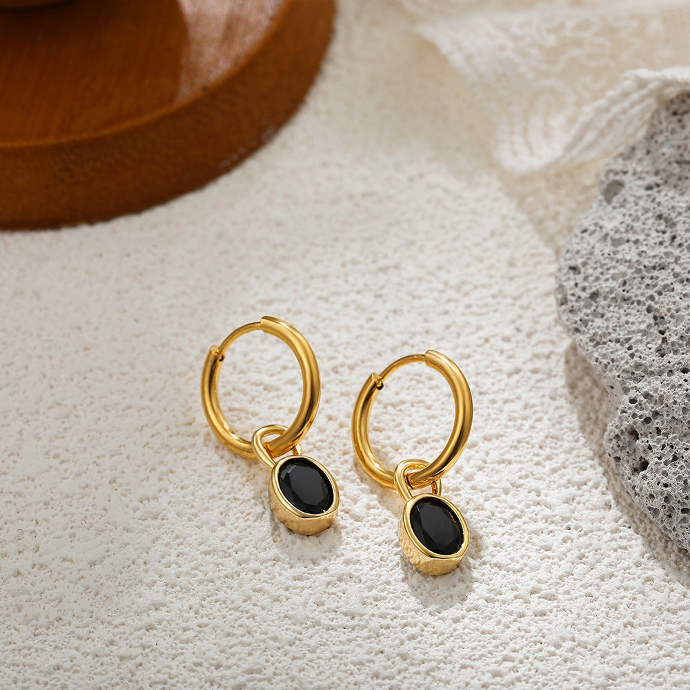 Women's Retro Simple Oval Zircon Earrings - Tiff's Treasures
