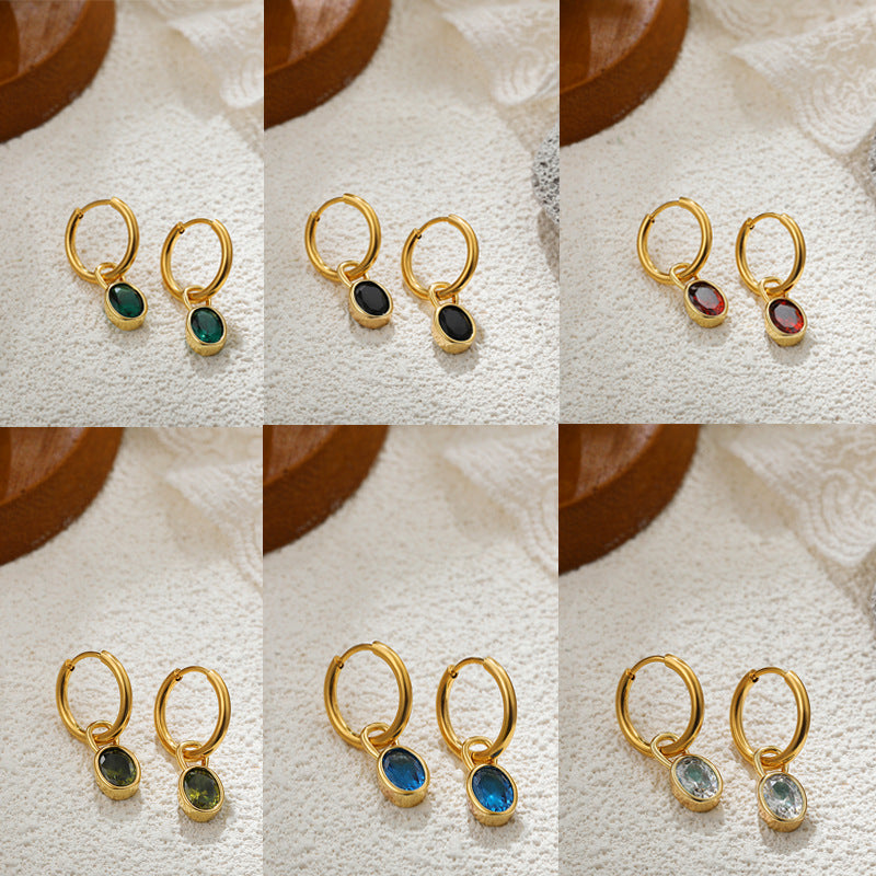 Women's Retro Simple Oval Zircon Earrings - Tiff's Treasures