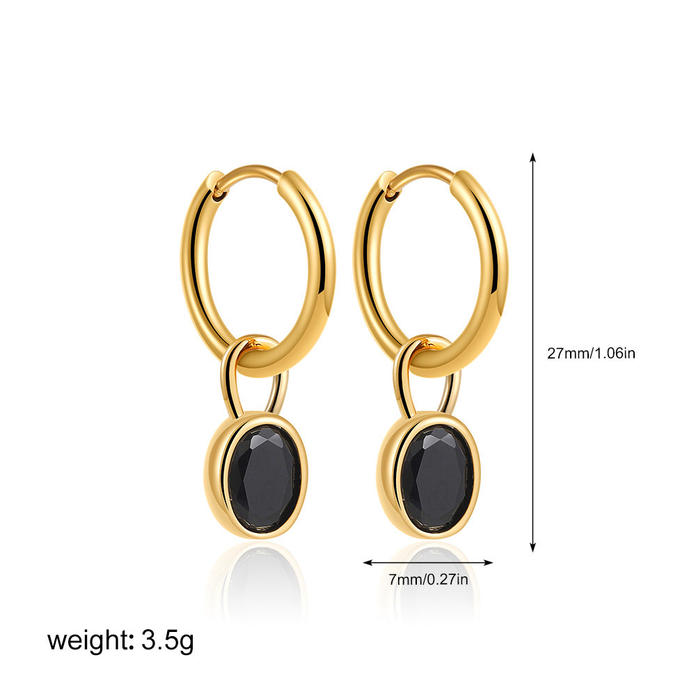 Women's Retro Simple Oval Zircon Earrings - Tiff's Treasures