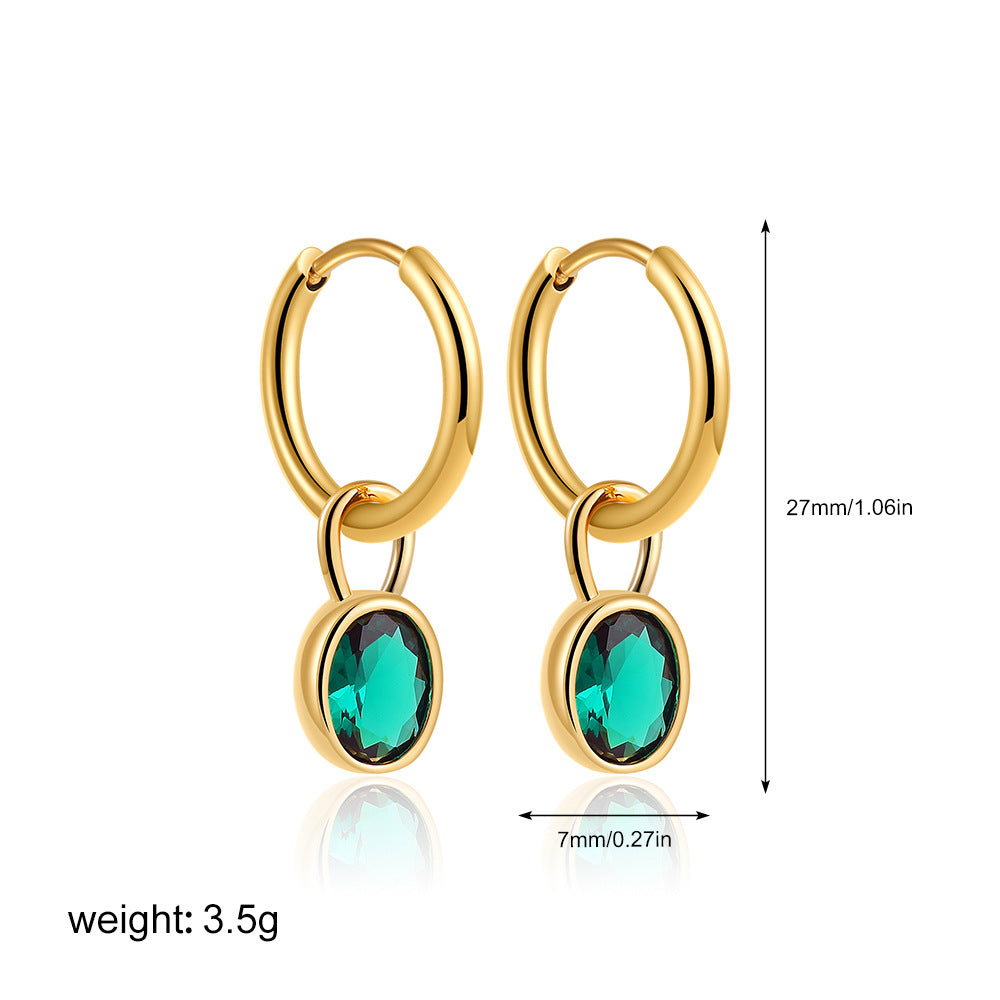 Women's Retro Simple Oval Zircon Earrings - Tiff's Treasures