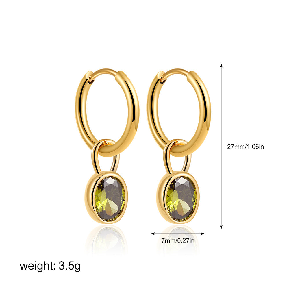Women's Retro Simple Oval Zircon Earrings - Tiff's Treasures