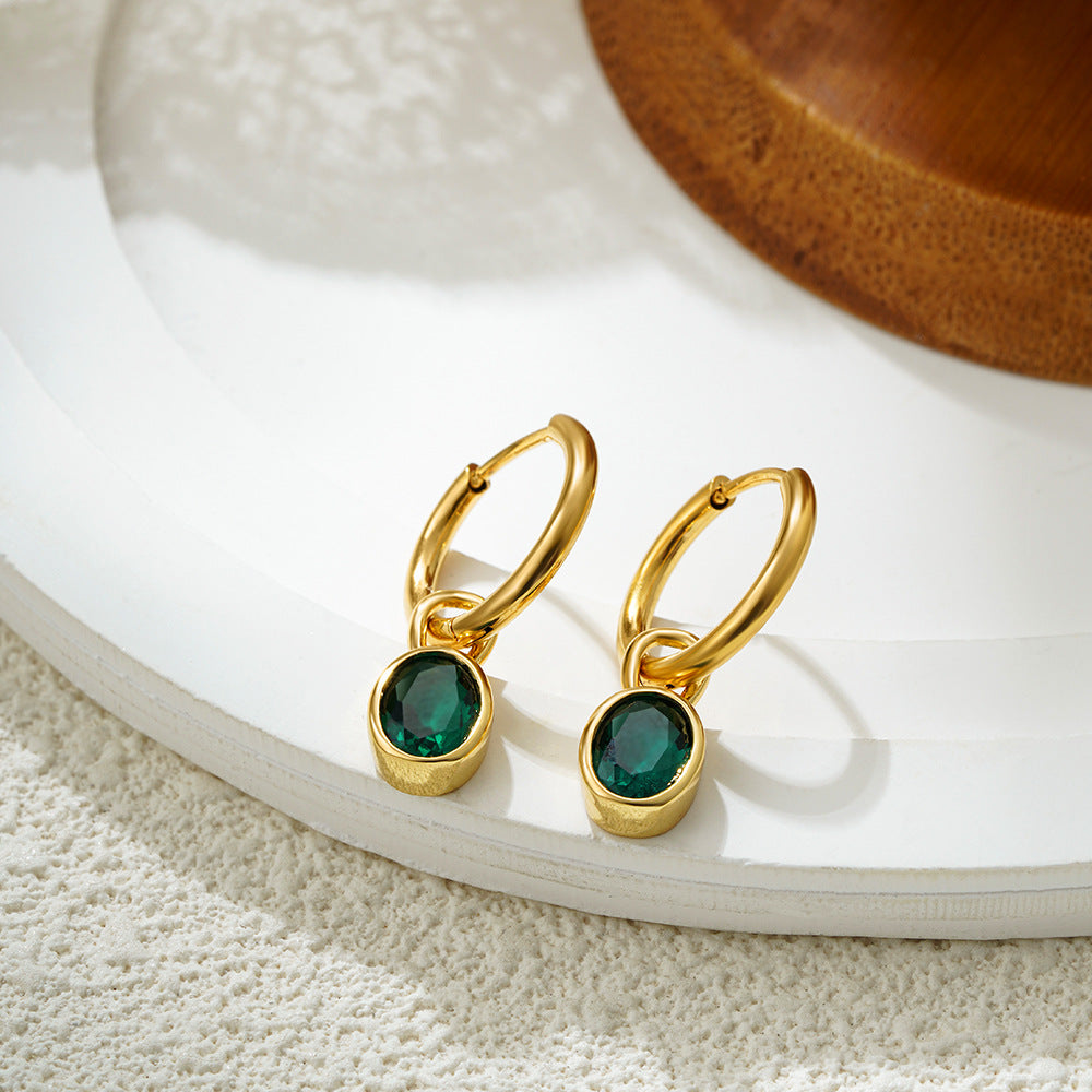 Women's Retro Simple Oval Zircon Earrings - Tiff's Treasures