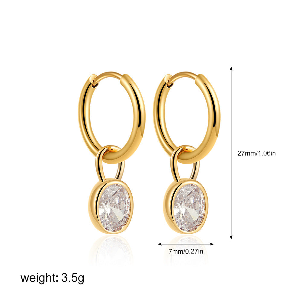 Women's Retro Simple Oval Zircon Earrings - Tiff's Treasures
