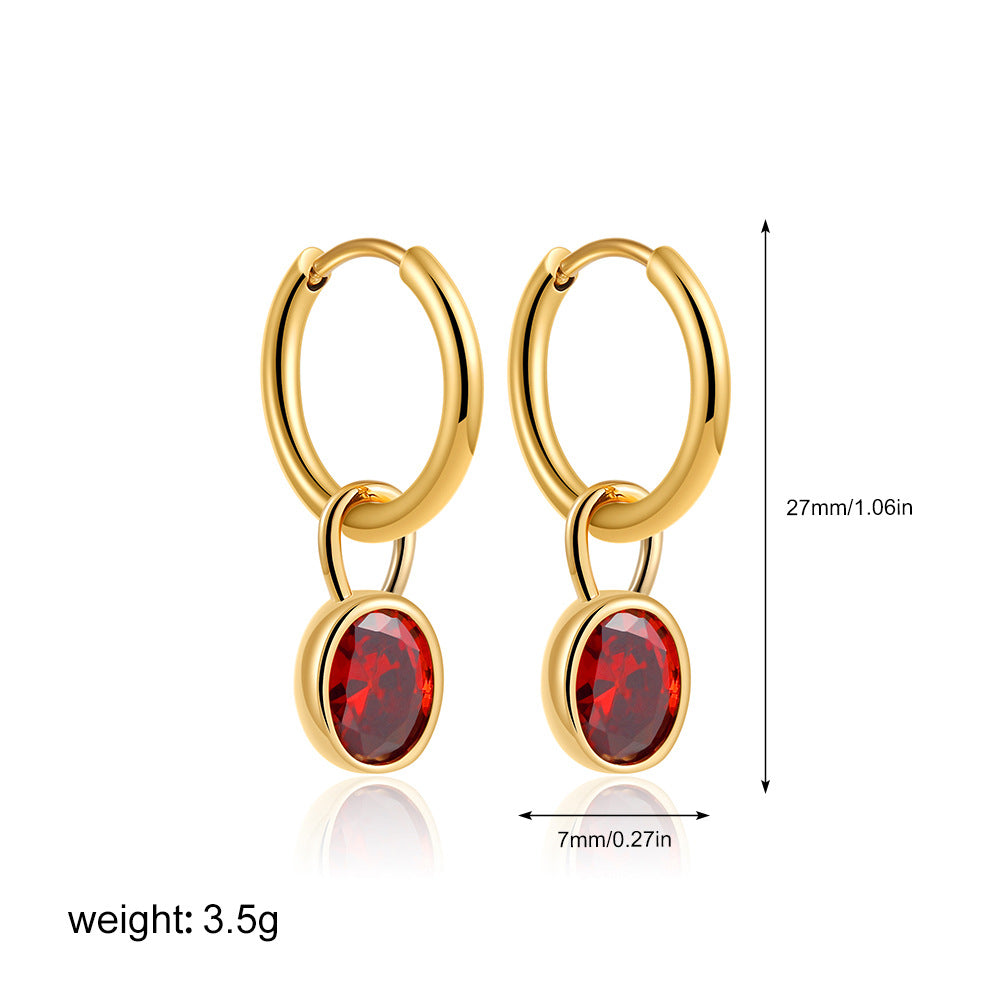 Women's Retro Simple Oval Zircon Earrings - Tiff's Treasures