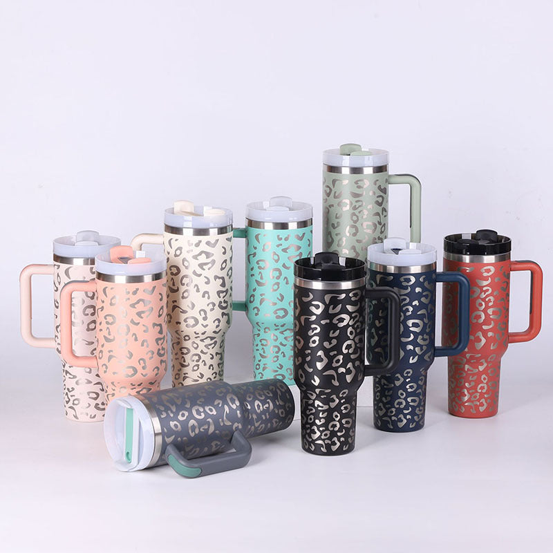 40 Oz Tumbler With Handle Straw Insulated, Stainless Steel Spill Proof Vacuum Coffee Cup Tumbler With Lid Tapered Mug Gifts For Valentine Lover Suitable For Car Gym Office Travel - Tiff's Treasures