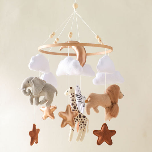 Room Hand-eye Coordination Decoration Wind Chimes Crib Felt Forest Animal Cloud Moon Bed Bell - Tiff's Treasures