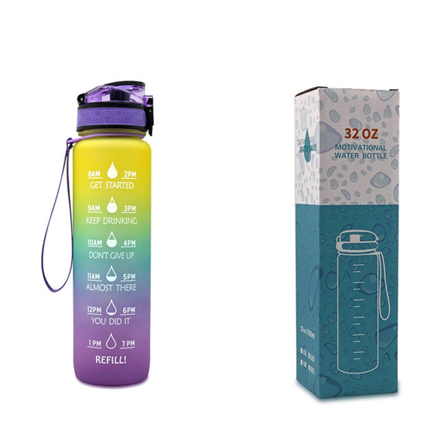 1L Tritan Water Bottle With Time Marker Bounce Cover Motivational Water Bottle Cycling Leakproof Cup For Sports Fitness Bottles - Tiff's Treasures