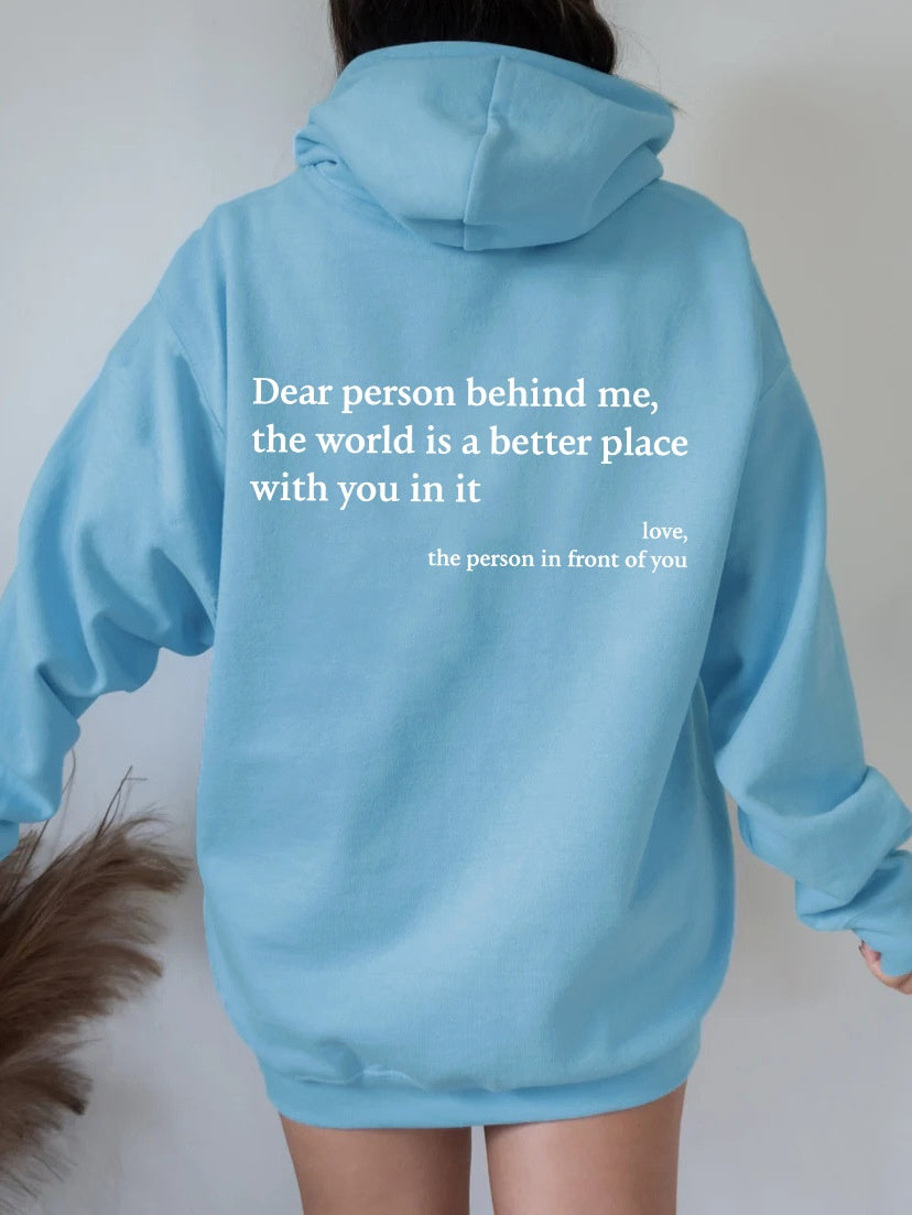 Unisex Plush Hoodie – Dear Person Behind Me - Tiff's Treasures