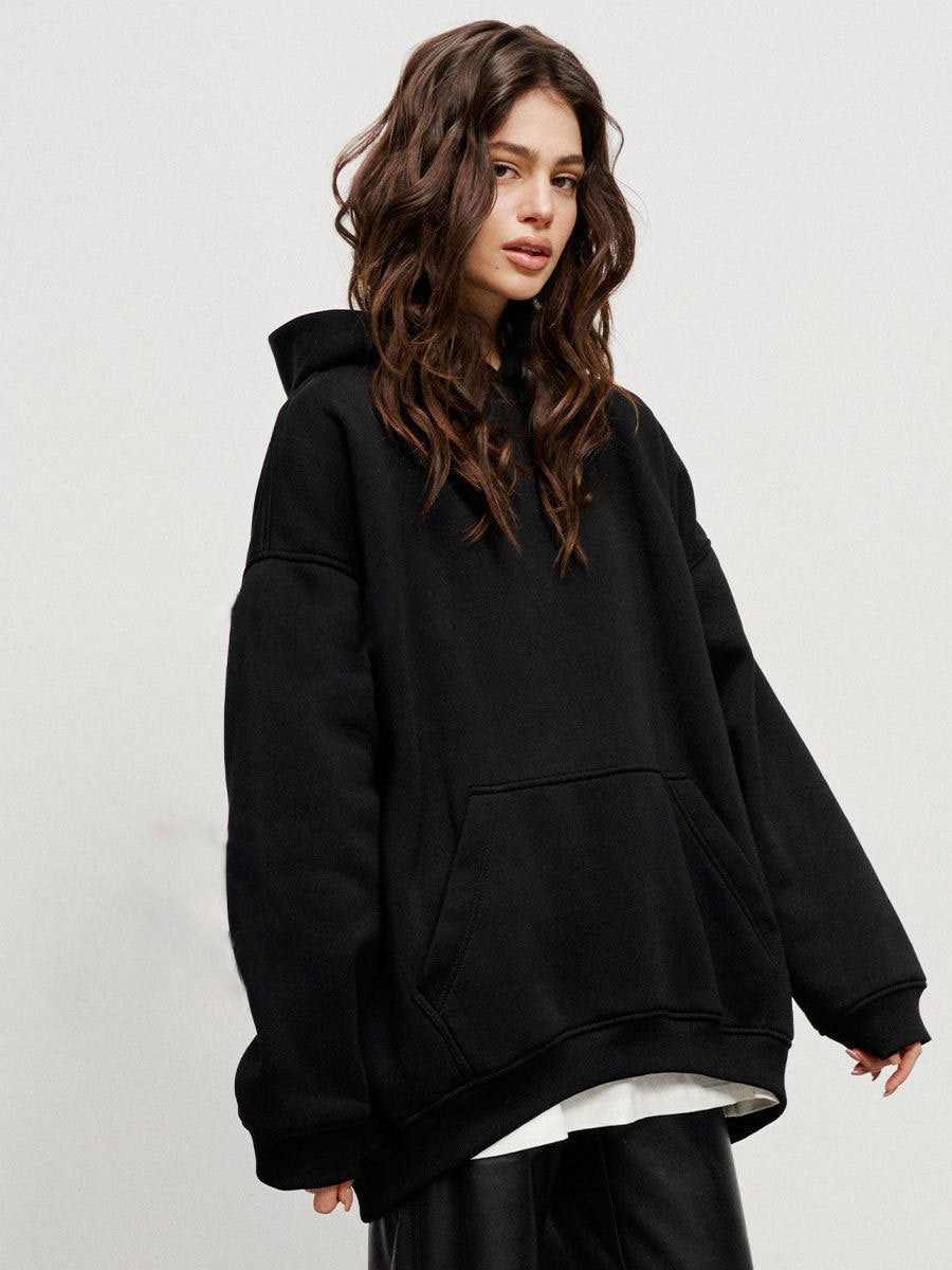 Street Boyfriend Style Polar Fleece Loose Pockets Hooded Sweater - Tiff's Treasures