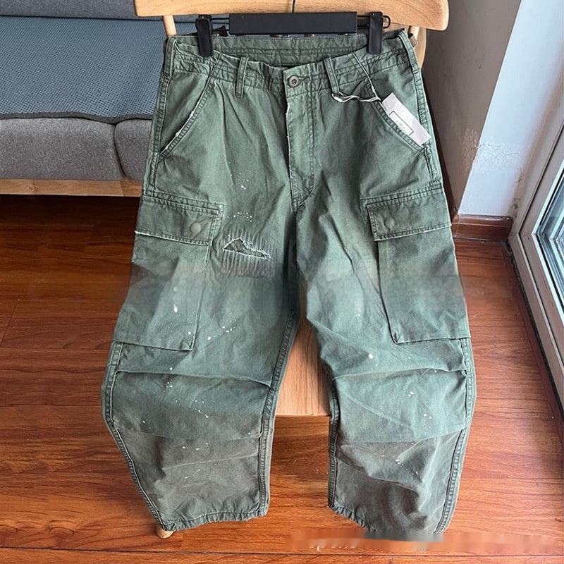 Men's Large Loose Pockets Wear-resistant Washing Paratrooper Pants - Tiff's Treasures