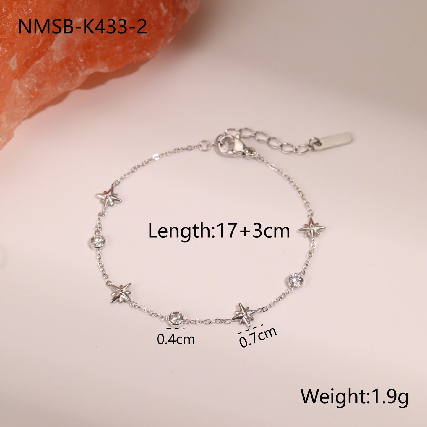 Titanium Steel Star Zircon Bracelet (18K Gold Plate) - Tiff's Treasures