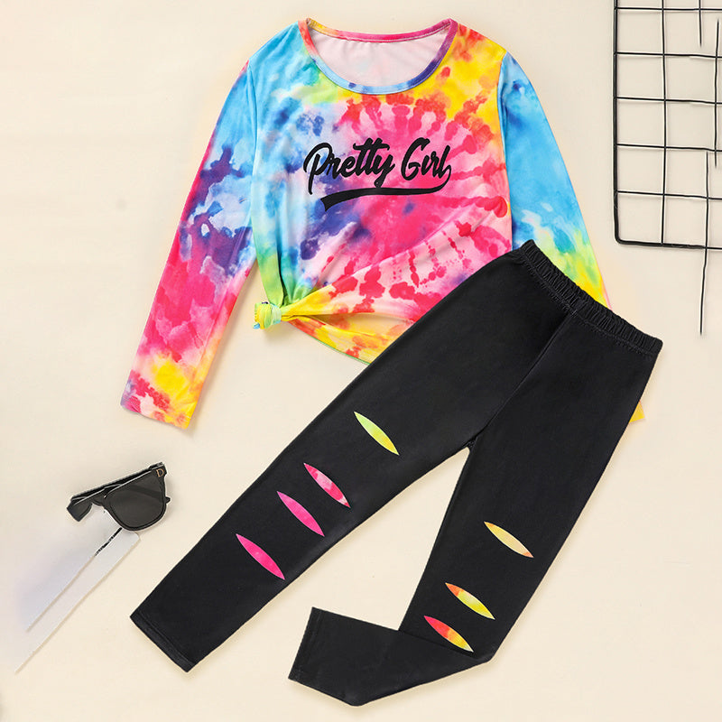 Toddler Girls' Spring Fall Outfit Set Pretty Girl Letter Print Long Sleeve Pullover Top & Matching Pants - Tiff's Treasures