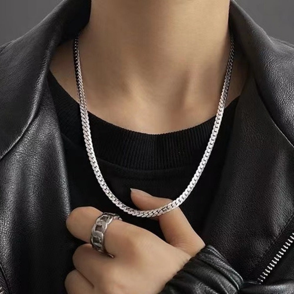 Plated Men's Flat Chain Necklace - Stylish Durable Elegant Gift For Him - Tiff's Treasures