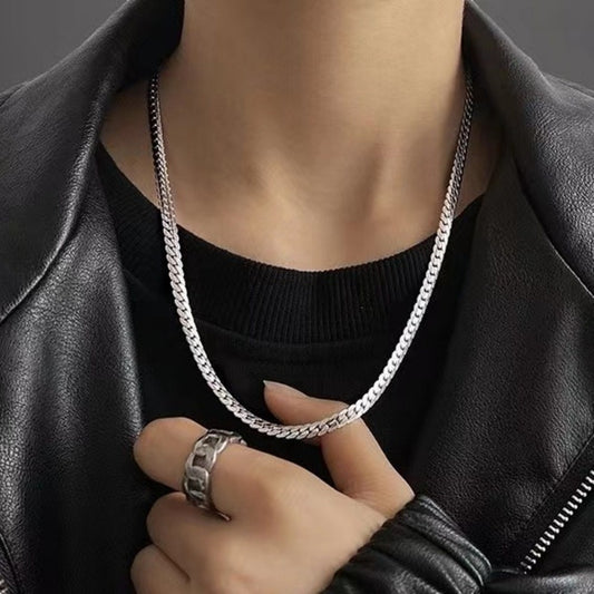 Plated Men's Flat Chain Necklace - Stylish Durable Elegant Gift For Him - Tiff's Treasures