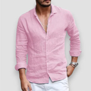 Men's Long Sleeve Shirt Casual Loose Lapel Button Top Solid Color Plus Size Blouse Clothing - Tiff's Treasures
