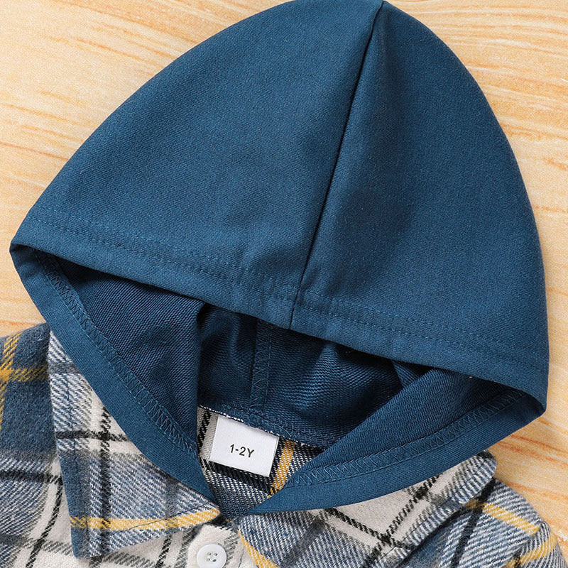 Toddler Baby Boy Clothes Plaid Long Sleeve Hoodie Sweatshirt & Pants 2pcs Boys Outfit Set - Tiff's Treasures