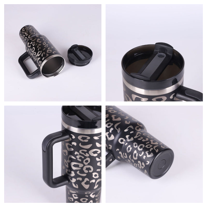40 Oz Tumbler With Handle Straw Insulated, Stainless Steel Spill Proof Vacuum Coffee Cup Tumbler With Lid Tapered Mug Gifts For Valentine Lover Suitable For Car Gym Office Travel - Tiff's Treasures