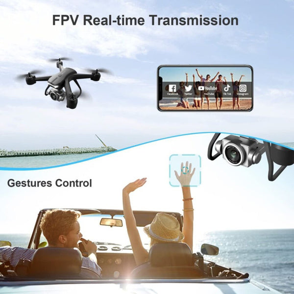 Professional Drone4DRC V14, 6K High-definition Dual Camera Wifi FPV Portable RC Quadcopter 2 Batteries. - Tiff's Treasures